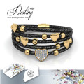 Destin bijoux cristal de Swarovski cuir Love Bracelet